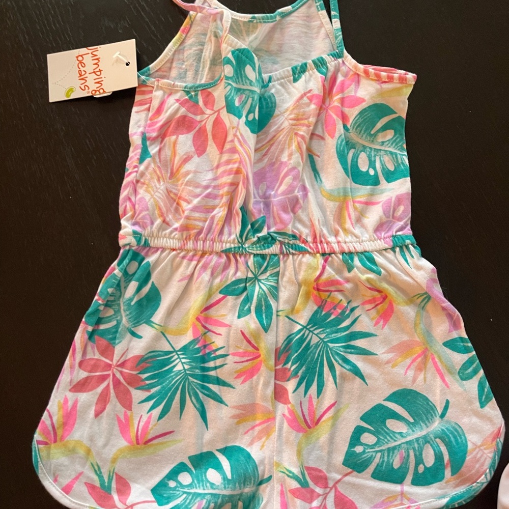 Jumping Beans Pink and Green Tropical Romper